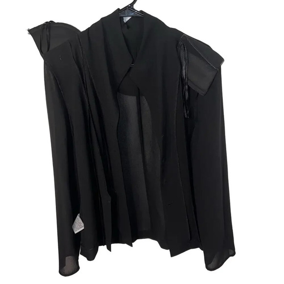 Danny&Nicole 12 Black shear pleatedlong sleeve enamel button front shirt blazer - Picture 6 of 9